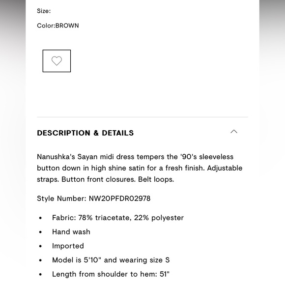 Nanushka Sayan Satin button drown dress Small NWT - Picture 8 of 8